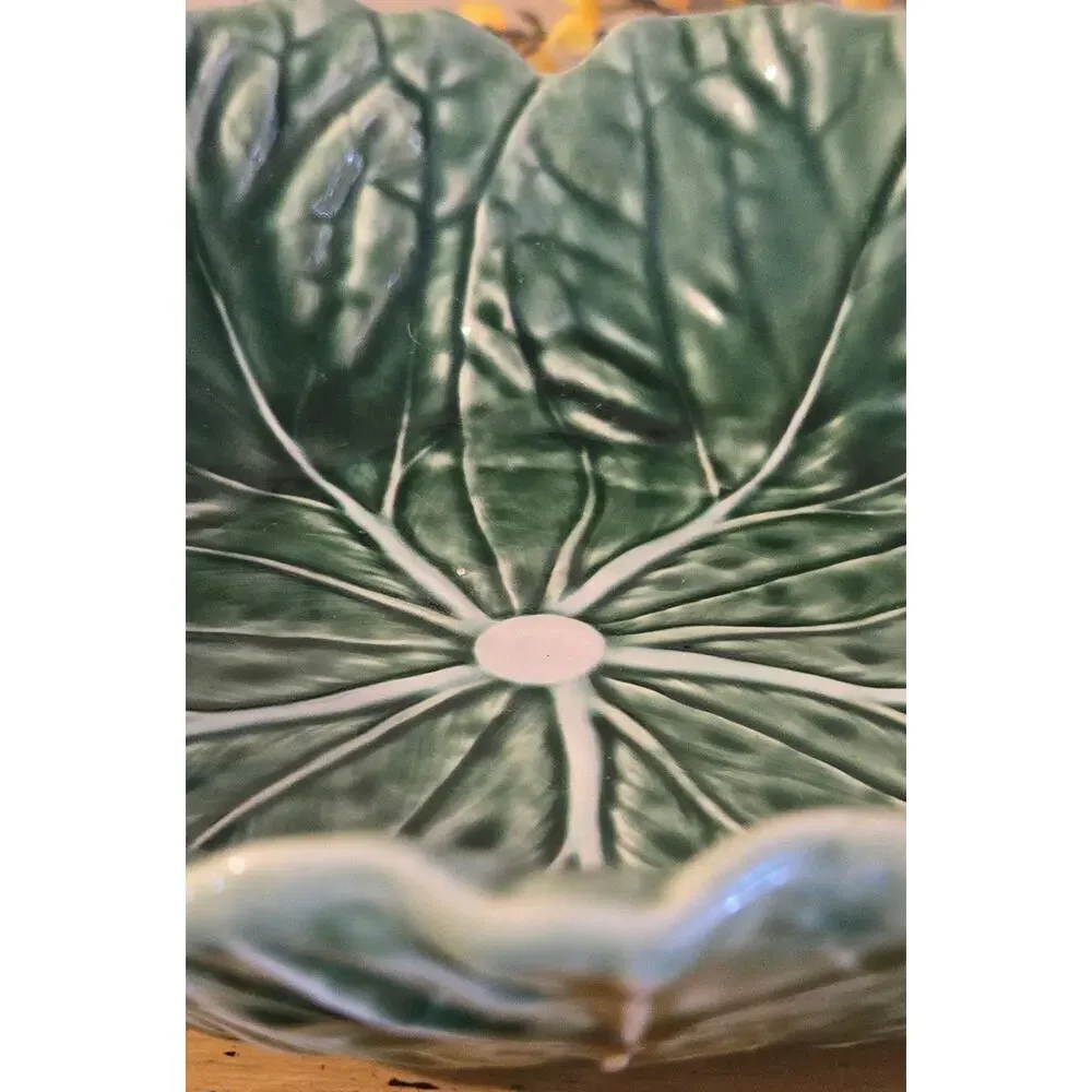 VTG Bordallo Pinheiro Cabbage Leaf Serving Bowl Pre-loved Green